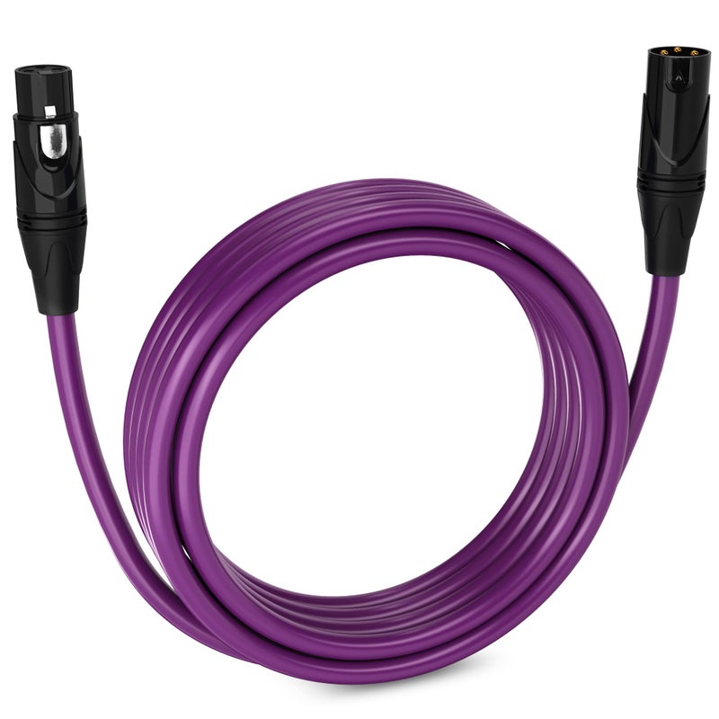 LyxPro 15 Feet XLR Microphone Cable Balanced Male to Female 3 Pin Mic Cord for Powered Speakers Audio Interface Professional Pro Audio Performance and Recording Devices - Purple - Image 1